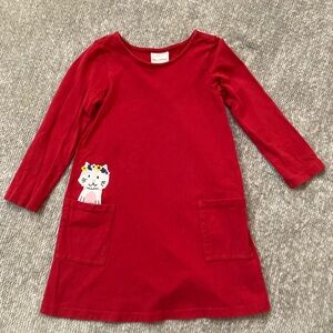 Hanna Anderson Cat Pocket Dress 110cm (Size 5) A-line Casual 100% Cotton
